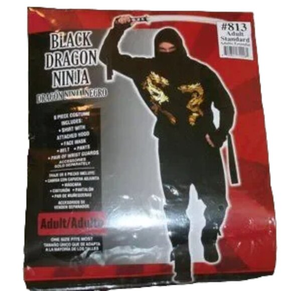 Black Dragon Ninja HALLOWEEN Costume Size Adult Standard - Picture 11 of 12